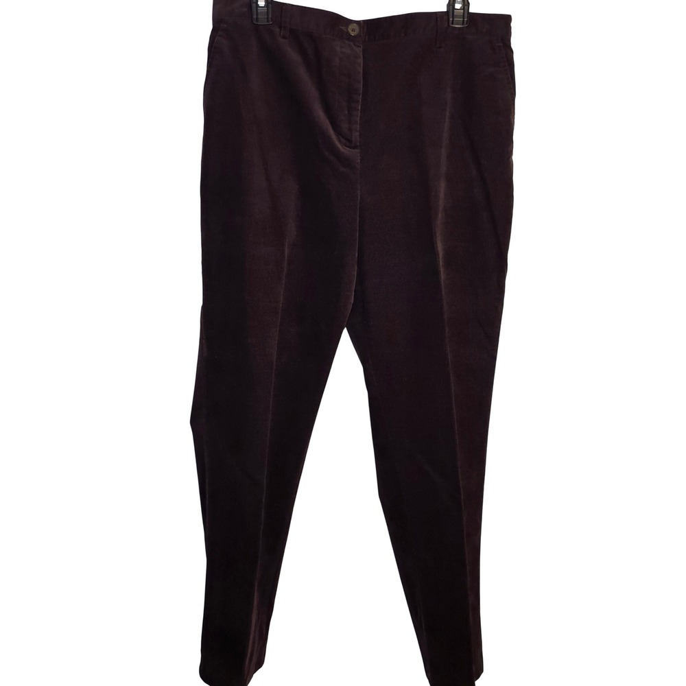 Lands End Brown Corduroy Straight Leg Pants Elastic Back Petite 14P Preppy